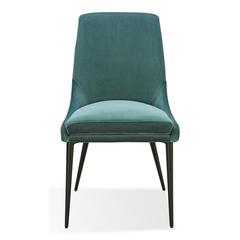 Winston Upholstered Metal Leg Dining Chair in Smoked Green and Black, set of 2