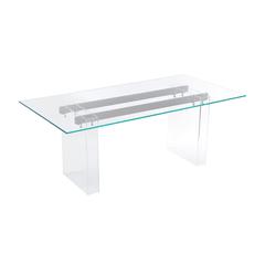 Double Pedestal Rectangular Dining Table in Clear Acrylic, Glass