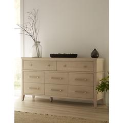 Camden Eight Drawer Oak Wood Dresser in Chai