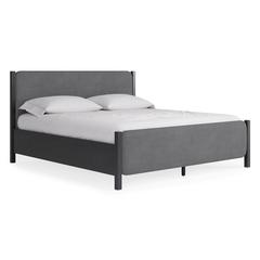 Elora Wood and Velvet Upholstered Bed in Jet and Charcoal