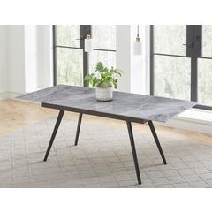 Lucia Extendable Stone Top Metal Leg Dining Table in Piedra and Black