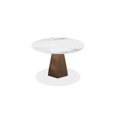 Carmel Stone Top Round Dining Table in Chanelle and Bronze