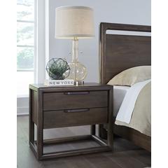 Sol Two Drawer USB-Charging Nightstand in Brown Spice