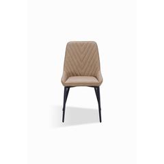 Metal Leg Upholstered Dining Chair in Penny  Synthetic Leather, set of 2