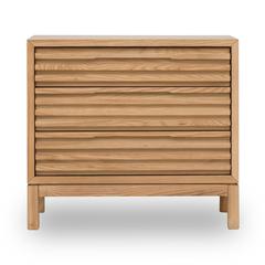 Tanner Three Drawer Ash Wood Nightstand in Flaxen