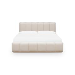 Gardenia Wood Frame Upholstered Platform Bed in Cotton and Chai