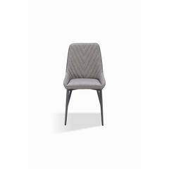 Metal Leg Upholstered Dining Chair in Anchor Gray Synthetic Leather, set of 2