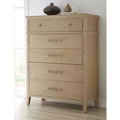 Camden Five Drawer Oak Wood Chest in Chai