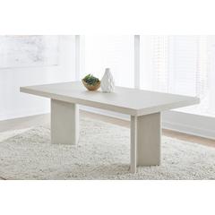Caye Stone Top Double Pedestal Dining Table with Ivory Cement Base