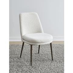 Wyatt Upholstered Dining Chair in Ricotta Boucle and Bronze Metal, set of 2