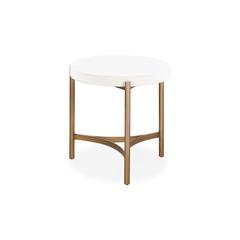 Lyon Round White Concrete and Metal Side Table