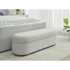 Kiki Upholstered Hinged Storage Bench in Cotton Ball Boucle