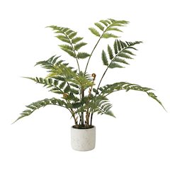 Artificial Fern In A Cement Pot