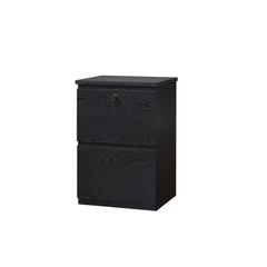 2 Drawer Wood File Cabinet With Lock, Black