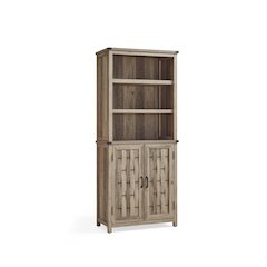 Farmhouse 6-Tier Bookcase, 72.3" Tall Storage Cabinet with Door,Light Brown