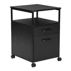 Wood File Cabinet, Mobile Open Shelf Home Office Filing Cabinet, Black