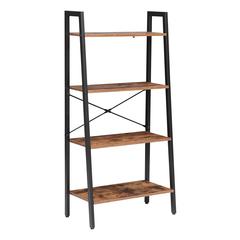 Industrial 4-Tier Bookshelf, Brown