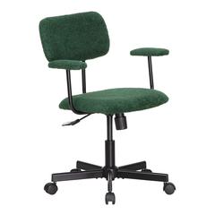 Low Back Velvet Office Computer Chair With Armrest, Green