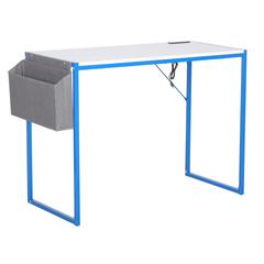 Small Computer Desk Simple Style Writing Desk, White/Blue
