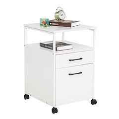 Mobile Open Shelf Home Office Filing Cabinet, White