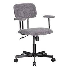 Low Back Velvet Office Computer Chair With Armrest, Grey