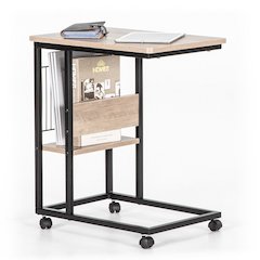 Side End C Table With Magazine Holder For Sofa, Smoky Grey