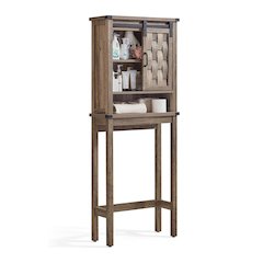 Farmhouse Wall-Mounted Cabinet with Sliding Door,Light Brown