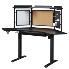 Corner Electric Height Adjustable Standing Desk With Back Board And Drawer