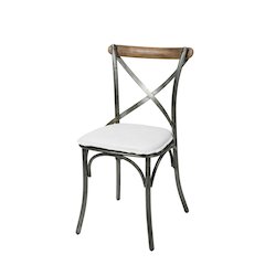 Metal Crossback Chair with White Seat Cushion
