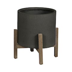 Patio Round Standing Pot Small - Black Stone