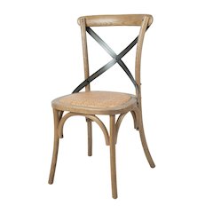 Cross Back Chair with Rattan Seat - Natural Rustic