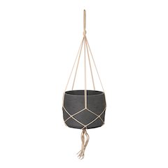 Craft Hanging Pot With Netting - Charcoal Grey