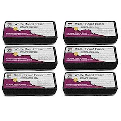Whiteboard Eraser, Felt/Foam, Gray and Black, Pack of 6