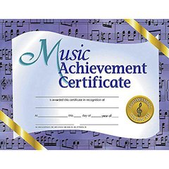 Music Achievement Certificate, 8.5" x 11", 30 Per Pack, 3 Packs