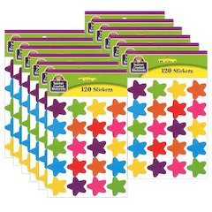 Bright Stars Stickers (die cut star shape), 120 Per Pack, 12 Packs