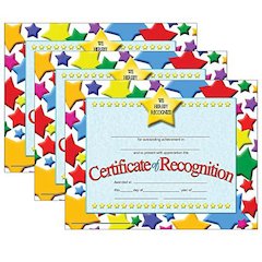 Certificate of Recognition, 30 Per Pack, 3 Packs