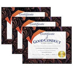 Certificate of Good Conduct, 8.5" x 11", 30 Per Pack, 3 Packs