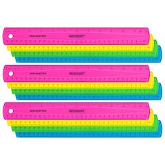 12" Shatterproof Ruler with Anti-Microbial, Assorted Colors, Pack of 12