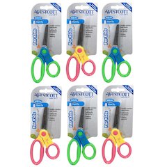 Kids 5" Scissors with Anti-Microbial Protection, Blunt, Colors Vary, Pack of 6