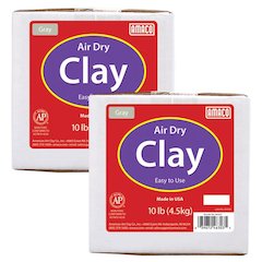 Air Dry Clay, Gray, 10 lbs. Per Box, 2 Boxes