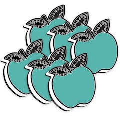 Magnetic Whiteboard Eraser, Teal Apple with Chalk Loop Leaves, Pack of 6