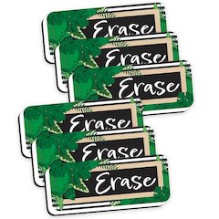 Magnetic Whiteboard Eraser, Boho Style Leaves with Border, 2" x 5", Pack of 6