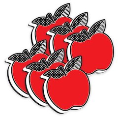Magnetic Whiteboard Eraser, Red Apple with Black and White Leaves, Pack of 6