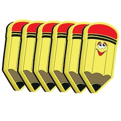 Magnetic Whiteboard Eraser, Pencil, Pack of 6