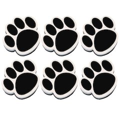 Magnetic Whiteboard Eraser, Black Paw, Pack of 6