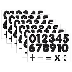 Die-Cut Magnetic Black Number Set, 1.75", 32 Pieces Per Pack, 6 Packs