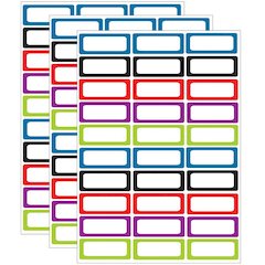Die-Cut Magnetic Foam Assorted Color Labels/Nameplates, 30 Per Pack, 3 Packs