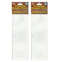 Clear View Self-Adhesive Extra Small Name Plate Pocket25 Per Pack, 2 Packs