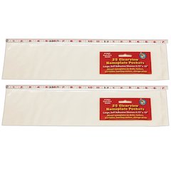 Clear View Self-Adhesive Large Name Plate Pocket 25 Per Pack, 2 Packs