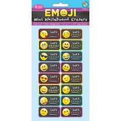 Non-Magnetic Mini Whiteboard Erasers, Emotions Icons, Pack of 16